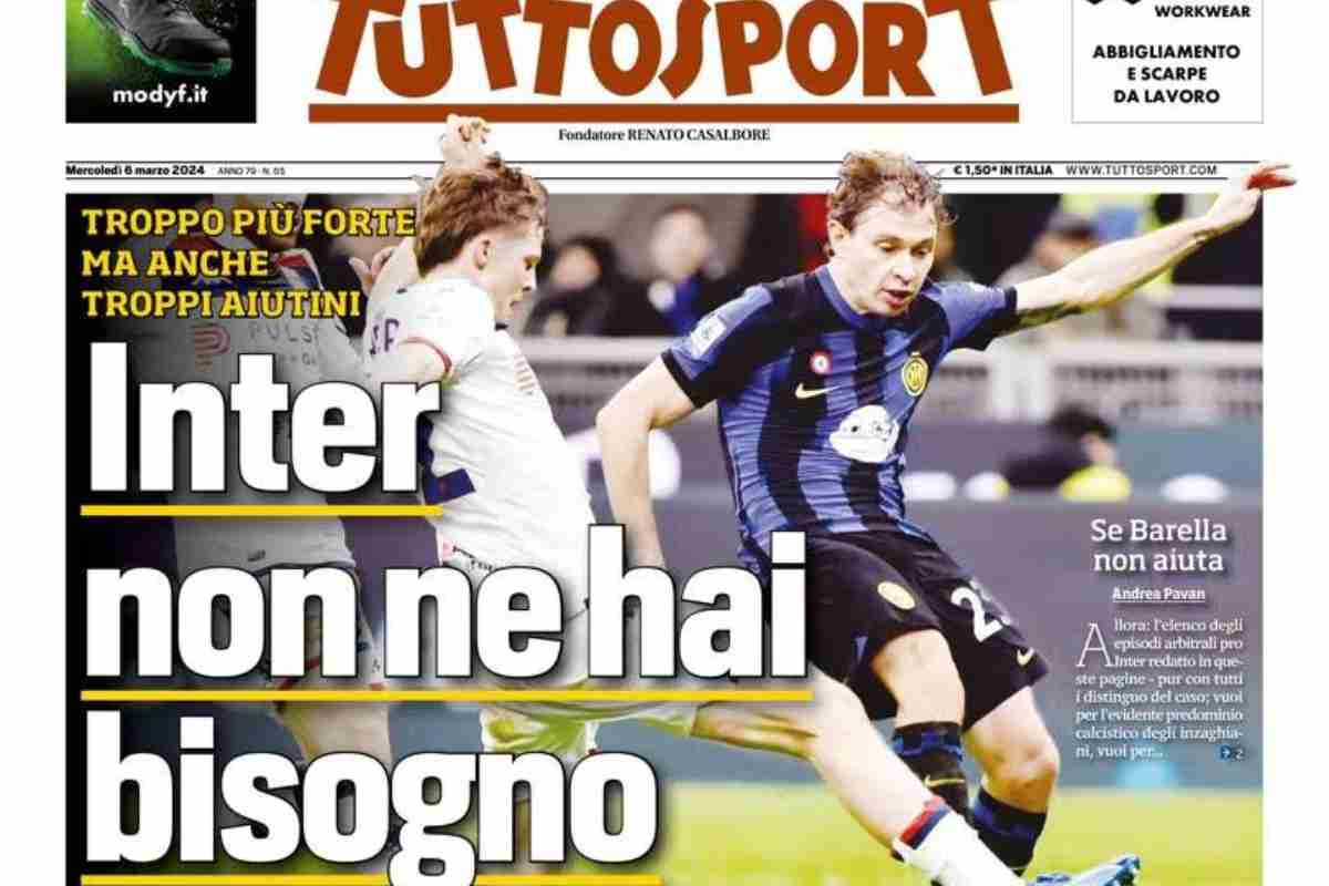 L'attacco di Tuttosport all'Inter