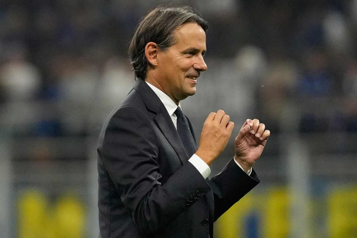 L'esultanza di Simone Inzaghi, allenatore dell'Inter