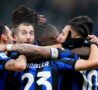 L'esultanza dei giocatori dell'inter dopo il gol