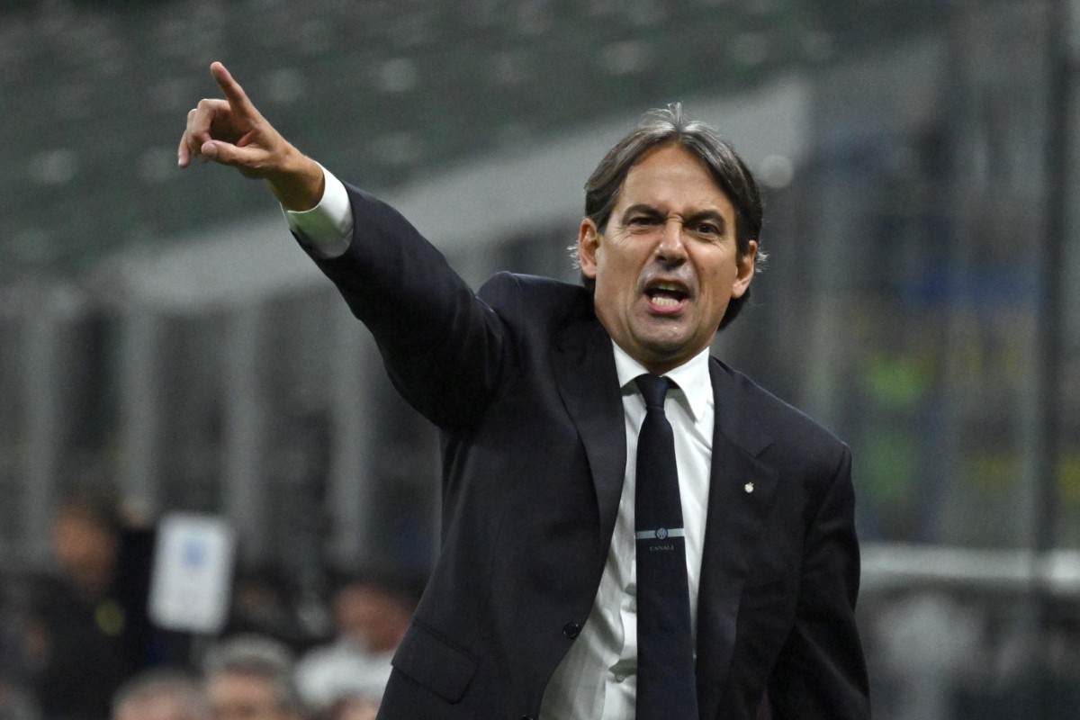 Simone Inzaghi durante un match dell'Inter