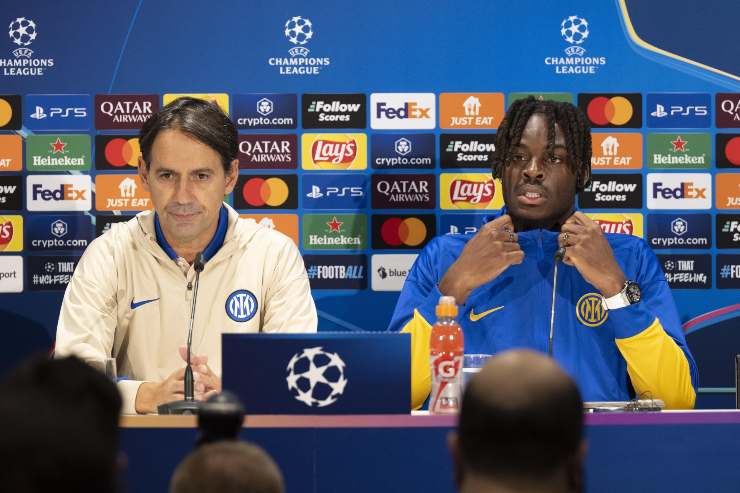 Inzaghi e Bisseck in conferenza stampa