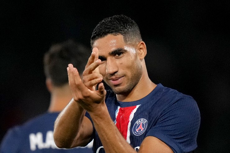 L'esultanza di Achraf Hakimi, terzino del PSG