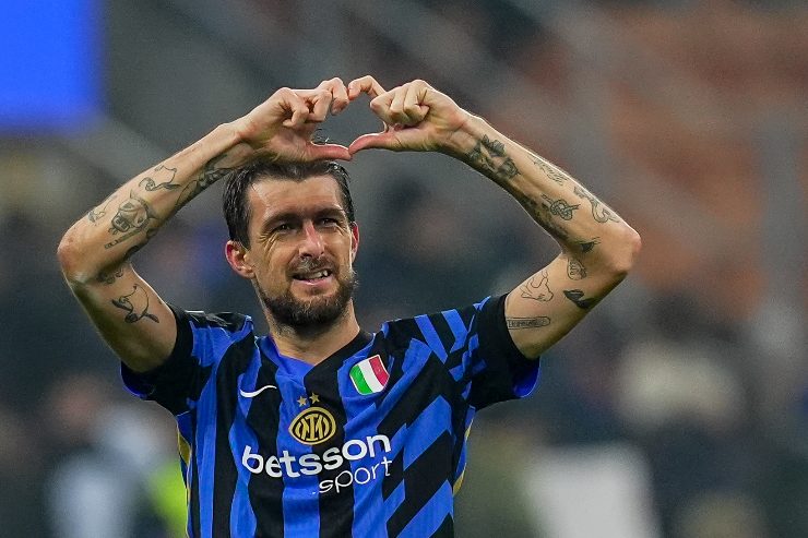 L'esultanza di Francesco Acerbi con la maglia dell'Inter