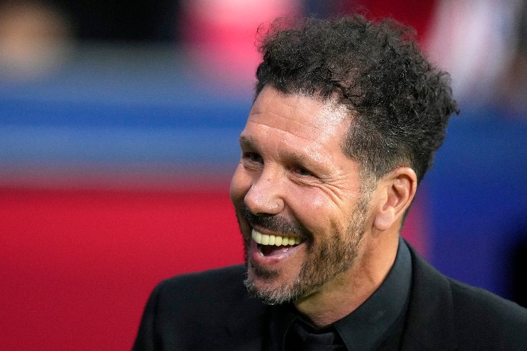 L'esultanza di Diego Simeone, allenatore dell'Atletico Madrid