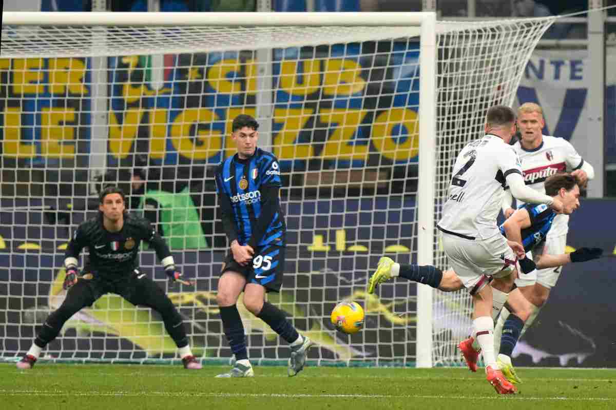 Emil Holm segna il gol del 2-2 in Inter-Bologna