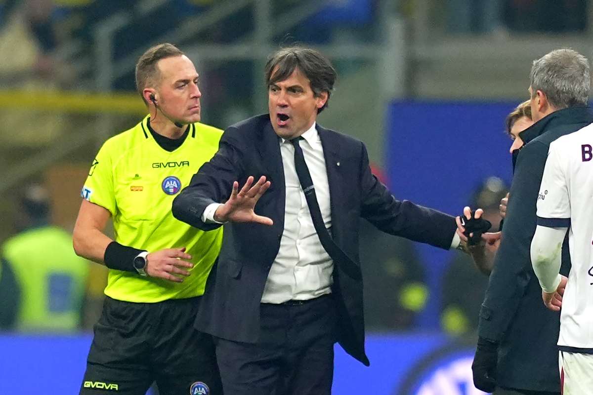 Inzaghi placa i suoi giocatori al termine di Inter-Bologna