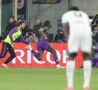 Kean festeggia il goal all'Inter