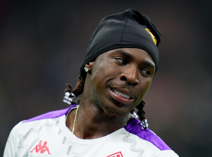 Kean durante il riscaldamento di Inter-Fiorentina