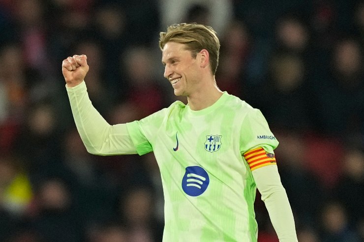 L'esultanza di Frenkie de Jong