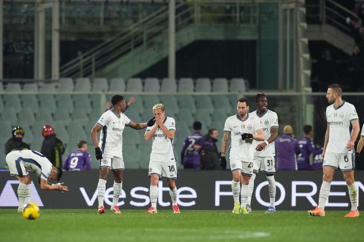 I giocatori dell'Inter dopo il primo gol segnato dalla Fiorentina