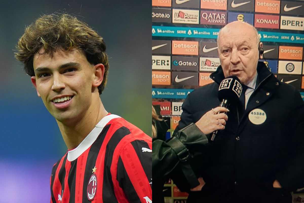 Joao Felix con la maglia del Milan e Marotta intervistato da Dazn