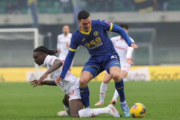 Diego Coppola in azione contro la Fiorentina